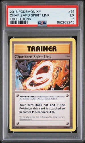 2016 POKEMON XY EVOLUTIONS #75 CHARIZARD SPIRIT LINK PSA 5