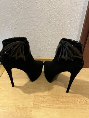 Stiefel,High Heels, Iron Fist, 39 Neu! Lack Samt FledermausFlügel, Goth Festival