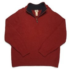 LL Bean Mens XL Sweater Ribbed Knit Quarter Zip Burgundy Heavy Pull Over