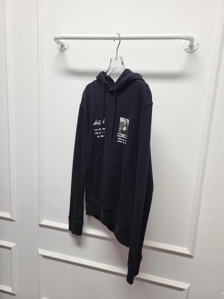 OFF WHITE Felpa con cappuccio Off White nera Mona Lisa scritta logo 120620110