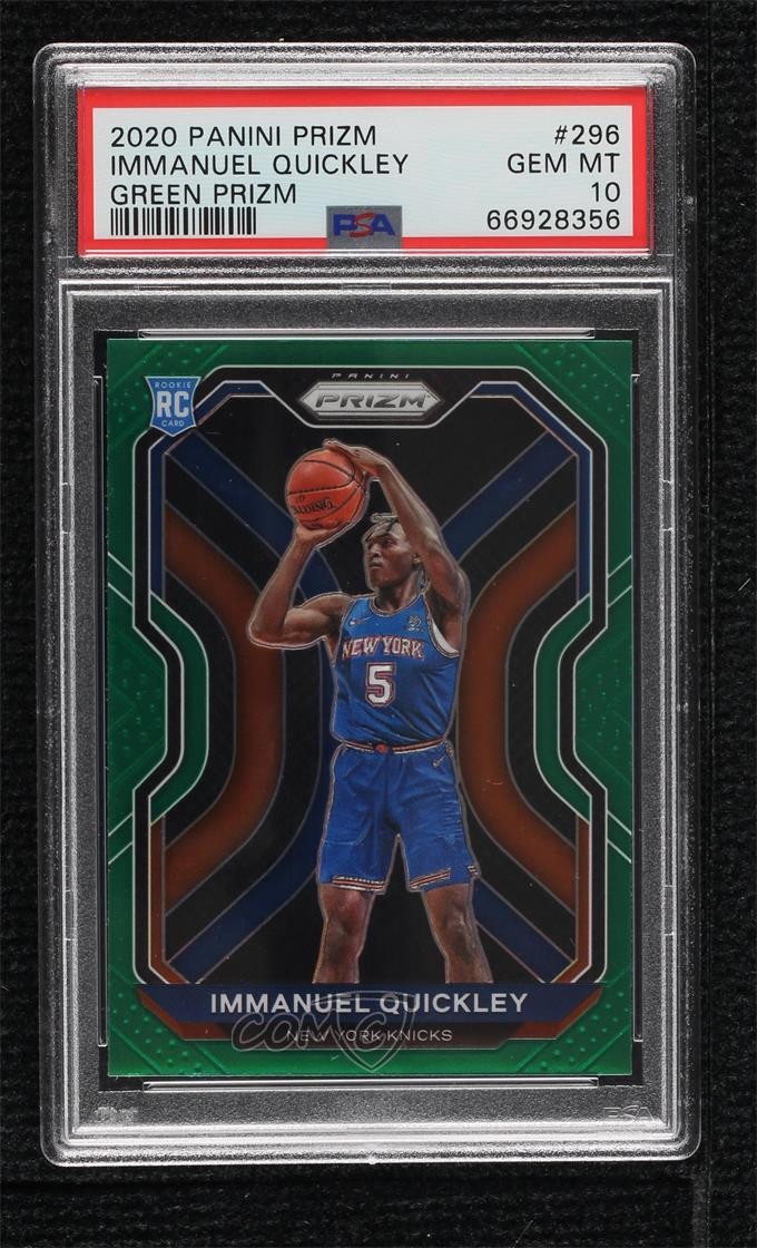 2020-21 Panini Prizm Green Prizm Immanuel Quickley #296 PSA 10 GEM MT 1d0h