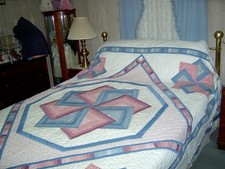 Amish Hand Made Queen Spin Star Quilt 92Wx102L