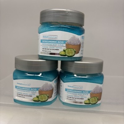 3X GlobalBeautyCare Hyaluronic Acid Sea Salt Cucumber EXFOLIATING BODY SCRUB B71