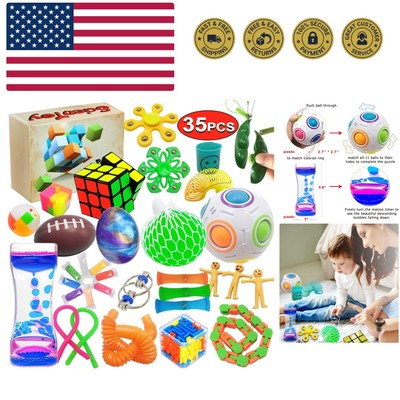 Fidget Toy Set, 35 Pcs Sensory Toy for ADD, OCD, Autistic Children, Adults, A...