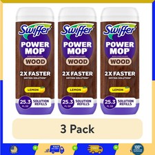 3 Pack Swiffer Power Mop Wood Refill Solution Hardwood Floor Cleaner Lemon 25...