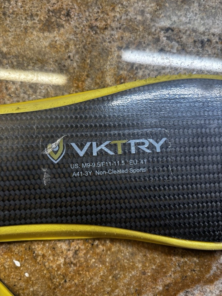 VKTRY Gold Performance Carbon Fiber Insoles Size Mens 9-9.5 Women’s 11 ...