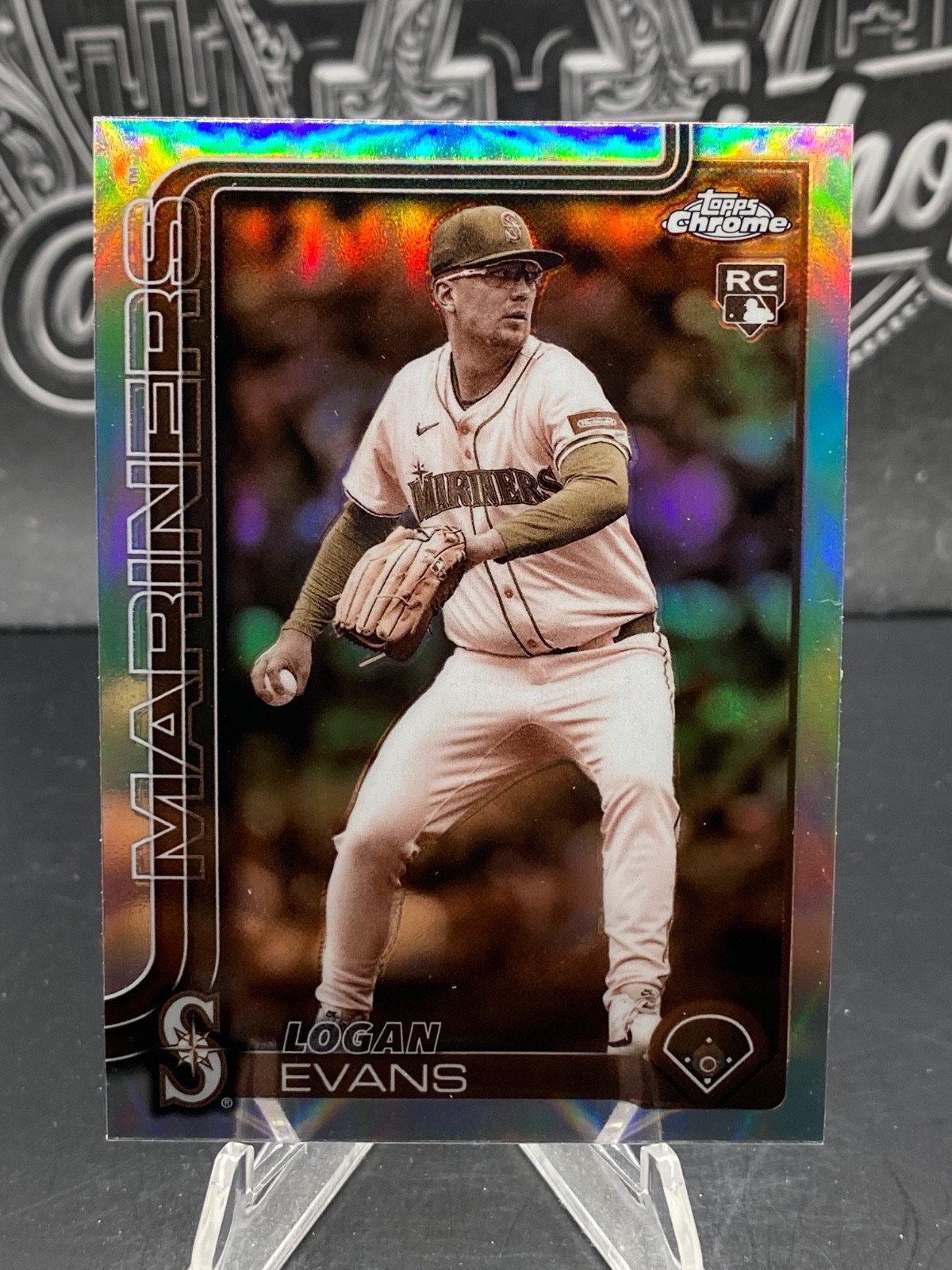 Logan Evans 2025 Topps Chrome Update Sepia Refractors Rookie #USC194 RC Mariners