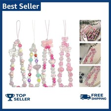 Phone Charms Cute Beaded Lanyard Wrist Strap Aesthetic 4x Pink