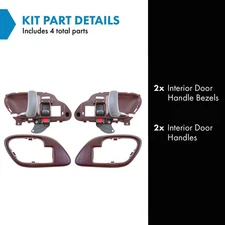 TRQ Red Interior Inside Door Handle w/ Bezel LH & RH Pair for Chevy C/K Truck