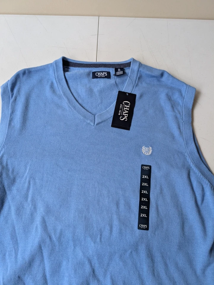 Chaleco Suéter Chaps Ralph Lauren Para Hombres Talla 2XL XXL Azul Golf NUEVO CON ETIQUETAS NUEVO Foto 2 de 4