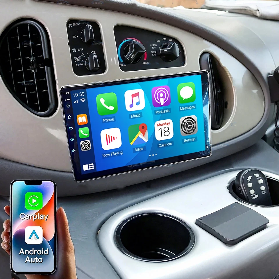 Radio Carplay Android 15 de 10,1" 4+64 GB para Ford E-250 E-350 Super Duty 1998-2008 Foto 2 de 4
