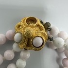 VTG Laguna White & Pink Glass Beads 3 Strand Necklace With Gold Clasp (as Is) — photo 4