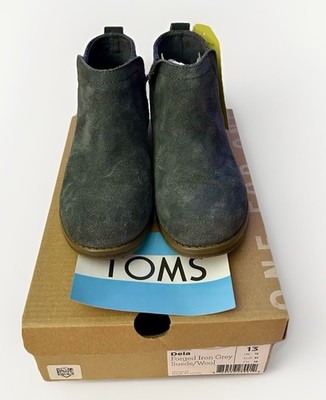 TOMS Girls Youth Deia Forged Iron Suede/Wool Boot Slip-On Size 13 Youth NIB!!