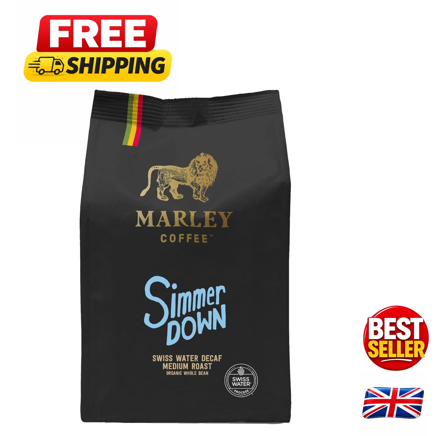 Decaffeinated Medium Roast Coffee Beans 227g - Swiss Water Process Organic Blend