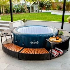 Spa Black Poly Rattan Surround Hot Tub Furniture Outdoor Jacuzzi Patio Enclosure