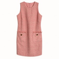 Halston Pink Metallic Tweed Mini Sheath Dress NWT Size 2