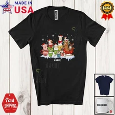 Custom Name Farm Animals Coffee; Christmas Santa Cow Sheep Llama Farmer T-Shirt