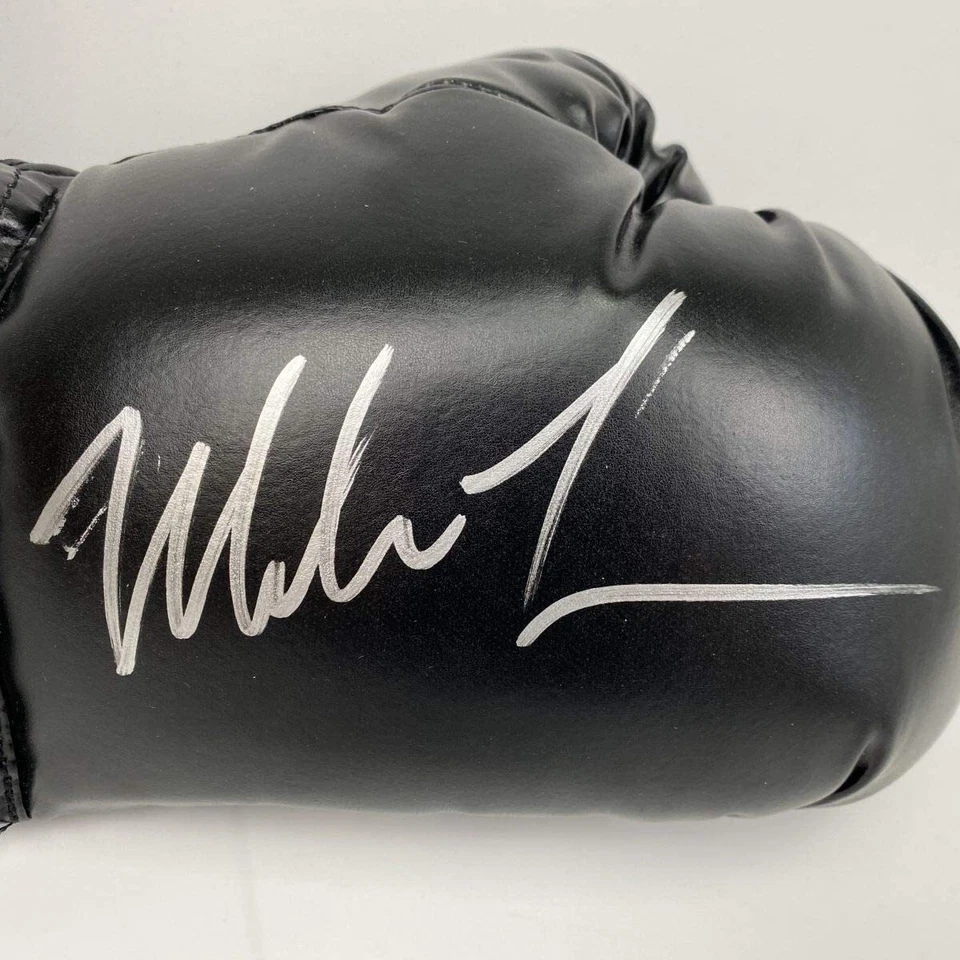 Autographed/Signed MIKE TYSON Imperfect Black Everlast Boxing Glove Hologram COA - Image 2 of 4