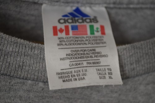 Adidas Shirt Herren XL Grau Athletic Spell Out Logo Made USA Kurzarm Tee - Bild 6 von 8