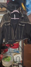 SALT Heavily Studded Drop Shoulder Black Crop...