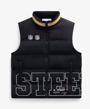 NUEVO CON ETIQUETAS Pittsburgh Steelers Off Season X NFL Unisex Equipo Puffer Chaleco - Negro Pequeño