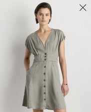 Quince Vintage Wash Tencel Button Front Dress | Olive | Medium