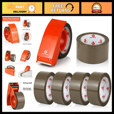 Heavy Duty Packing Tape with Dispenser - 6 Rolls, Strong Adhesive, Shipping Supp