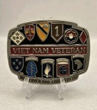 Vintage Vietnam Veteran Military Belt Buckle "We Served Our Time In Hell" EUC