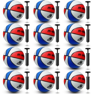 12 Pcs Bulk Official Size 5 Basketballs 27.5 Inch Rubber Basket Balls Outdoor...