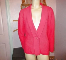 Vtg Peter Valentine Knit Cardigan Size M Sweater Angora Wool Blend Button 80s