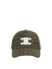 CELINE Men's Green Wool Triomphe Baseball Cap New  Authentic