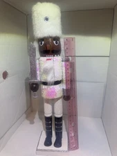 15 In Af Am White Sequin Nutcracker With Sword