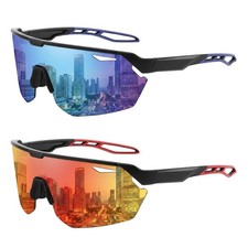 Lunette de Soleil Sport Polarisée, Lunettes de Cyclisme Homme Femme