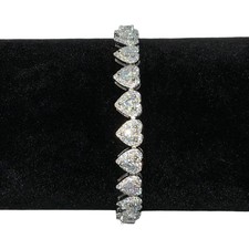 Silver Hearts Moissanite Womens Tennis Bracelet 7.5 to 8.5  8.37Ct 7mm 11.5g GRA