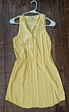Vintage GUESS Mini Dress Zippered Front V-neck Y2K Yellow Size Women's XS