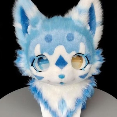 Fursuit Long haired Dog Fox Mascot Party Halloween Fur Cosplay(head)