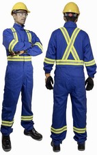 Flame Resistant Coveralls Mens 3XL- 56 Blue Reflective NFPA 2112 HRC 2 FRC-X