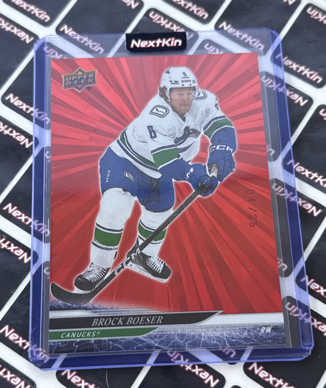 2024-25 Upper Deck Series 2 Red Outburst /25 #427 Brock Boeser Vancouver Canucks