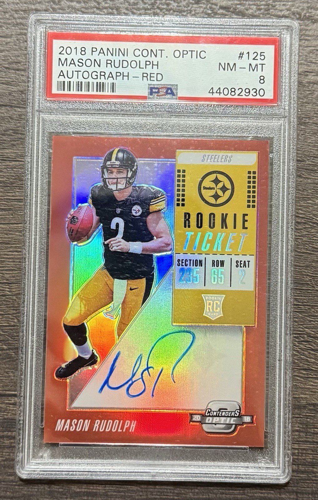 Mason Rudolph Panini Contenders Optic #125 Autograph Red