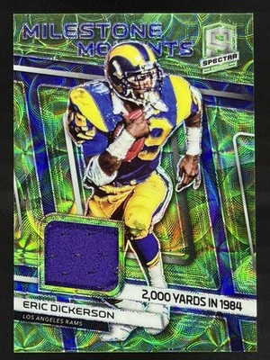 Eric Dickerson 29/50 Neon Green 2019 Spectra Milestone Moments Player Worn