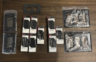 Lot Of 8 Cooper Wiring Devices Black Decorator Switch 3 Receptacle NEW W/Extras