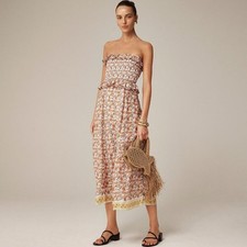 NWT J Crew Ravenna Dress in Sunset Rose Block-Print Ramie M