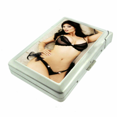 Russian Pin Up Girls D6 Cigarette Case with Built in Lighter Metal Wallet 