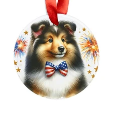 Acrylic Shetland Sheep Dog Ornament with Ribbon, Dog Keepsake for Holidays