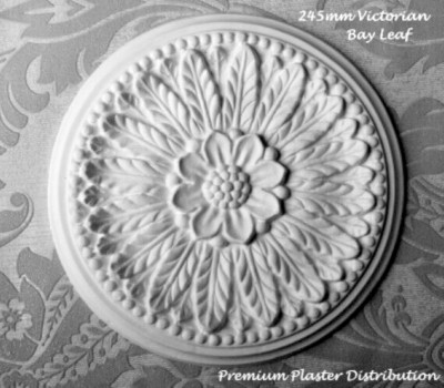 9,65 Zoll/245 mm Gips Deckenrosette Lorbeerblatt viktorianisches Design Handarbeit