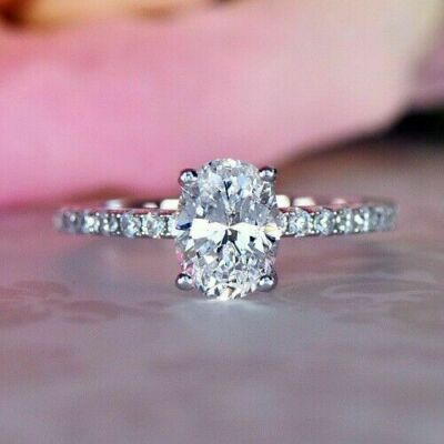 Oval Shape 2.30Ct Diamond White Gold Finish Engagement Ring Simulated Size 5.5