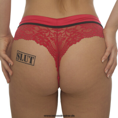 5 x Großes Stempel Slut Tattoo Schriftzug in schwarz - Sexy Kinky Tattoo (5)