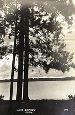 Lake Bemidji, Shilloette Sunset, Bemidji, MN Antique Real Photo Postcard RPPC