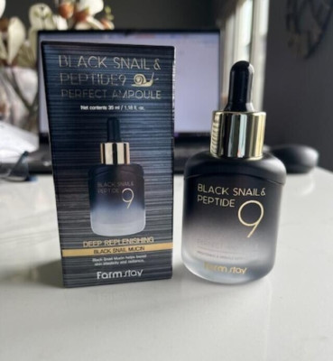 FarmStay KOREAN Black Snail & Peptide9 PERFECT AMPOULE Deep Replenishing Mucin