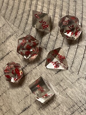 Vintage Gamescience gem set clear smoke (6) dice rpg ad&d (D10 flaw) 123123@